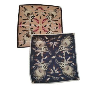 Sparking For Love Women's Fashion Accessories Feather Print Scarfs, Set Of 2 NEW